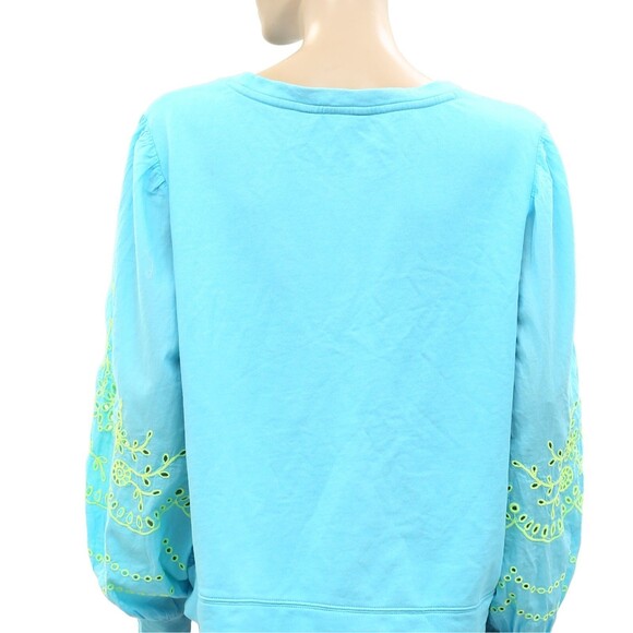 Lilly Pulitzer Alla Terry Sweatshirt Top Eyelet Embroidered Oversized XS 266822 - Picture 13 of 15